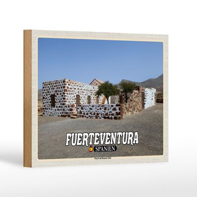 Cartel de madera viaje 18x12 cm Fuerteventura España Puerto Rosario Tefia