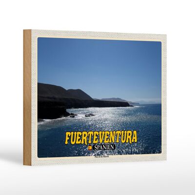 Cartel de madera viaje 18x12 cm Fuerteventura España Playa de los Muertos