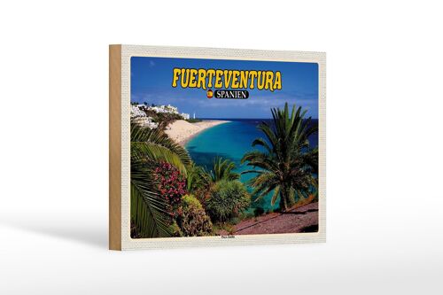 Holzschild Reise 18x12 cm Fuerteventura Spanien Playa Jandia Meer