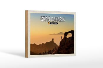 Panneau en bois voyage 18x12 cm Gran Canaria Espagne Roque Nublo décoration montagne 1