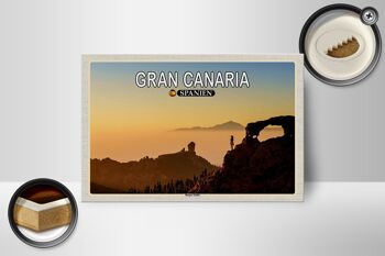 Panneau en bois voyage 18x12 cm Gran Canaria Espagne Roque Nublo décoration montagne 2