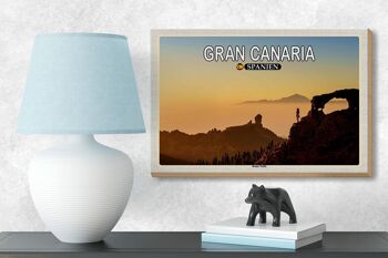 Panneau en bois voyage 18x12 cm Gran Canaria Espagne Roque Nublo décoration montagne 3