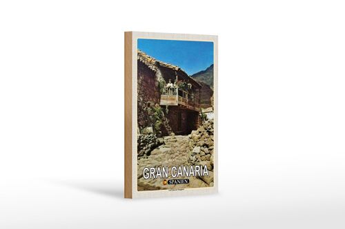 Holzschild Reise 12x18 cm Gran Canaria Spanien Las Casas Veneguera