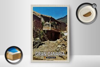 Panneau en bois voyage 12x18 cm Gran Canaria Espagne Las Casas Veneguera 2