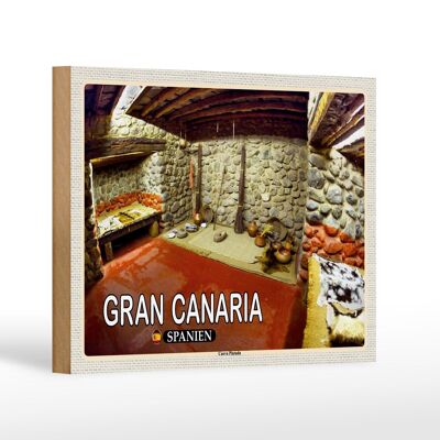 Cartel de madera viaje 18x12 cm Gran Canaria España Cueva Pintada cueva