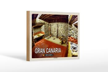 Panneau en bois voyage 18x12 cm Gran Canaria Espagne Grotte Cueva Pintada 1