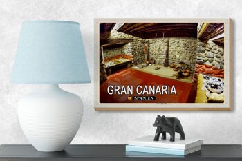 Panneau en bois voyage 18x12 cm Gran Canaria Espagne Grotte Cueva Pintada 3