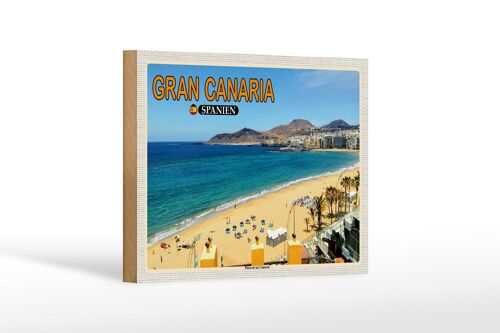 Holzschild Reise 18x12 cm Gran Canaria Spanien Playa de las Canteras