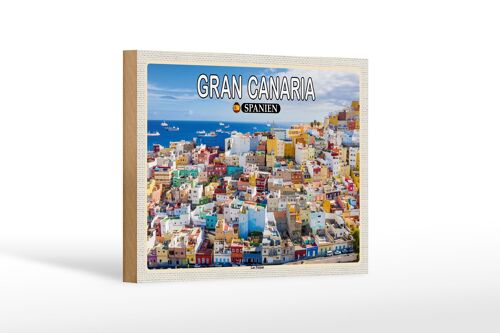 Holzschild Reise 18x12 cm Gran Canaria Spanein Las Palmas Stadt Dekoration