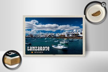 Panneau en bois voyage 18x12 cm Lanzarote Espagne Arrecife ville mer 2