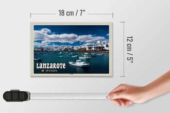 Panneau en bois voyage 18x12 cm Lanzarote Espagne Arrecife ville mer 4