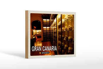 Panneau en bois voyage 18x12 cm Gran Canaria Espagne Musée Canario 1