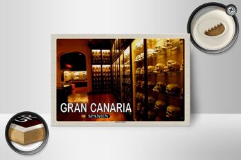 Panneau en bois voyage 18x12 cm Gran Canaria Espagne Musée Canario 2