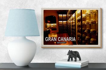 Panneau en bois voyage 18x12 cm Gran Canaria Espagne Musée Canario 3