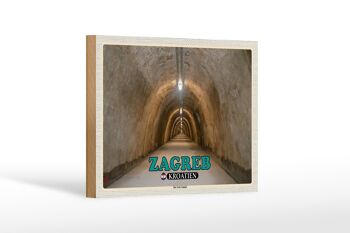 Panneau en bois voyage 18x12 cm Zagreb Croatie Le tunnel du Gric 1