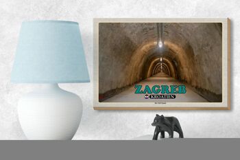 Panneau en bois voyage 18x12 cm Zagreb Croatie Le tunnel du Gric 3