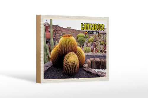 Holzschild Reise 18x12 cm Lanzarote Spanien Jardin de Cactus Garten