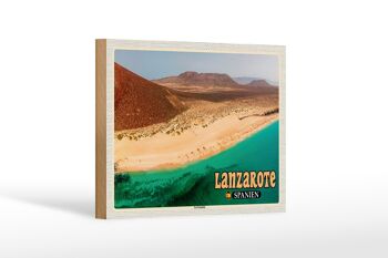 Panneau en bois voyage 18x12 cm Lanzarote Espagne décoration île de La Graciosa 1