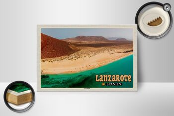 Panneau en bois voyage 18x12 cm Lanzarote Espagne décoration île de La Graciosa 2