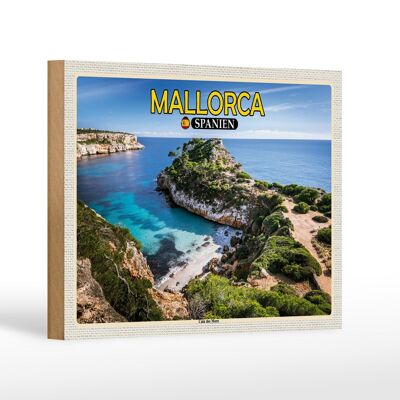 Holzschild Reise 18x12 cm Mallorca Spanien Cala des Moro Bucht Dekoration