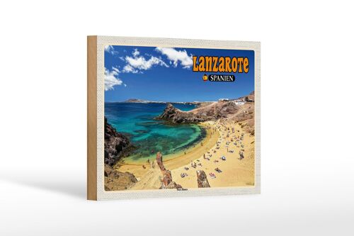 Holzschild Reise 18x12 cm Lanzarote Spanien Playa Blanca Strand Meer