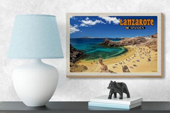 Panneau en bois voyage 18x12 cm Lanzarote Espagne Playa Blanca Plage Mer 3