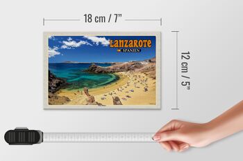 Panneau en bois voyage 18x12 cm Lanzarote Espagne Playa Blanca Plage Mer 4