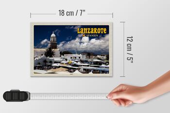 Panneau en bois voyage 18x12 cm Lanzarote Espagne Église de la ville de Teguise 4