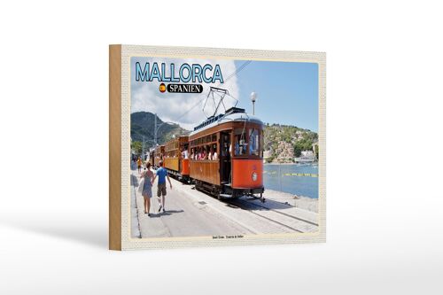 Holzschild Reise 18x12 cm Mallorca Spanien Insel-Tram-Tranvia