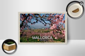 Panneau en bois voyage 18x12 cm Majorque Espagne décoration fleur d'amandier 2