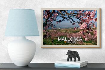 Panneau en bois voyage 18x12 cm Majorque Espagne décoration fleur d'amandier 3