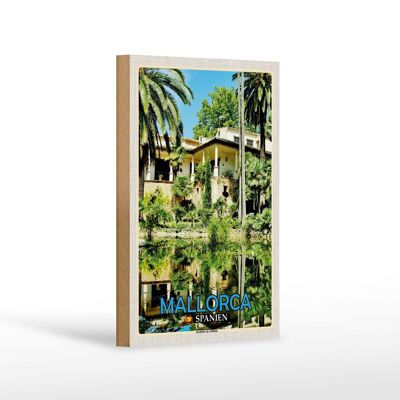 Cartel de madera viaje 12x18 cm Mallorca España Decoración Jardines de Alfabia