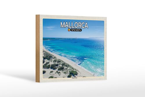 Holzschild Reise 18x12 cm Mallorca Spanien Platja Es Trenc Meer