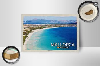 Panneau en bois voyage 18x12 cm Majorque Espagne Plage Playa de Alcúdia 2