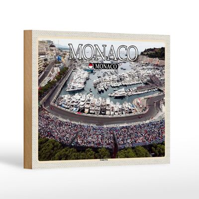 Cartel de madera viaje 18x12 cm Mónaco Gran Premio de Mónaco carreras