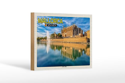 Holzschild Reise 18x12 cm Mallorca Spanien La Seu Palma Kathedrale