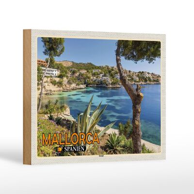Panneau en bois voyage 18x12 cm Majorque Espagne plage mer vacances ville