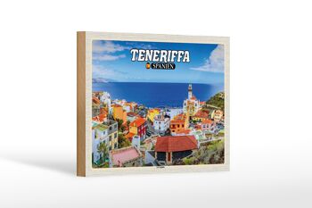 Panneau en bois voyage 18x12 cm Tenerife Espagne La Laguna ville maritime 1