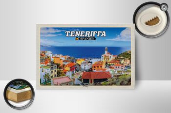 Panneau en bois voyage 18x12 cm Tenerife Espagne La Laguna ville maritime 2