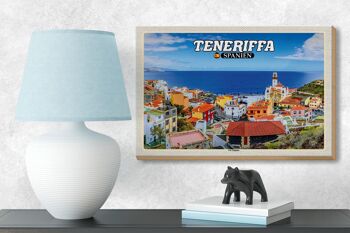 Panneau en bois voyage 18x12 cm Tenerife Espagne La Laguna ville maritime 3