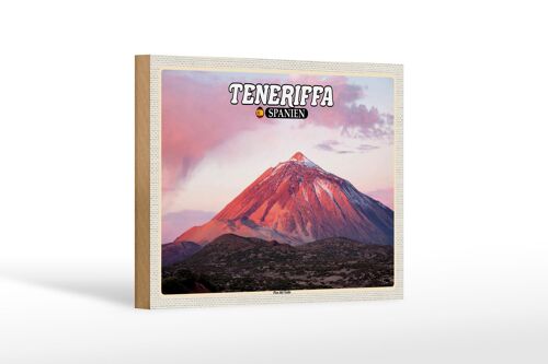 Holzschild Reise 18x12 cm Teneriffa Spanien Pico del Teide Berg Dekoration