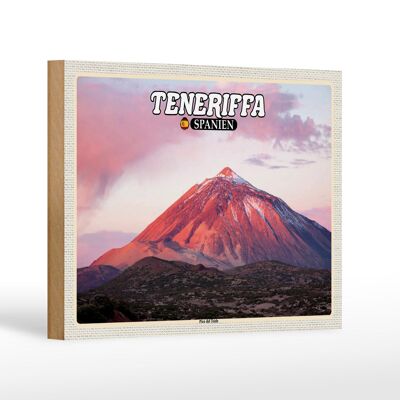 Holzschild Reise 18x12 cm Teneriffa Spanien Pico del Teide Berg Dekoration