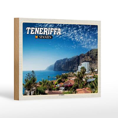 Cartello in legno da viaggio 18x12 cm Tenerife Spagna Scogliere di Los Gigantes