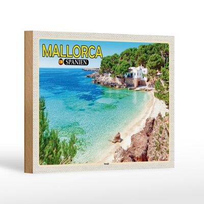 Cartel de madera viaje 18x12 cm Mallorca España playa mar vacaciones