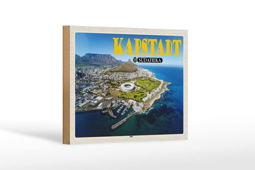 Holzschild Reise 18x12 cm Kapstadt Südafrika Stadt Meer Berge Urlaub