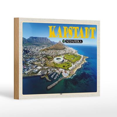 Cartel de madera viaje 18x12 cm Ciudad del Cabo Sudáfrica ciudad mar montañas vacaciones