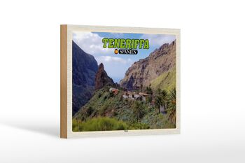 Panneau en bois voyage 18x12 cm Tenerife Espagne Masca montagne village montagnes 1