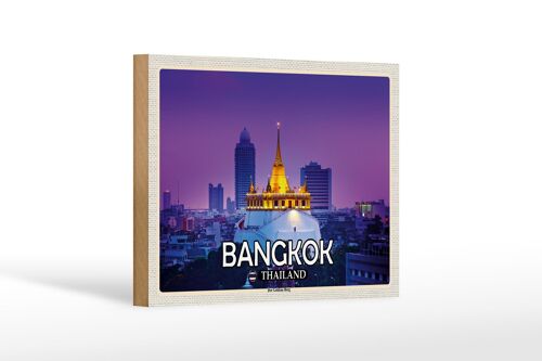 Holzschild Reise 18x12 cm Bangkok Thailand Der Goldene Berg Tempel