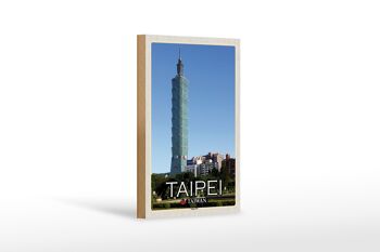 Panneau en bois voyage 12x18 cm Taipei Taiwan Taipei 101 gratte-ciel 1