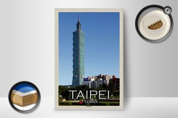 Panneau en bois voyage 12x18 cm Taipei Taiwan Taipei 101 gratte-ciel 2
